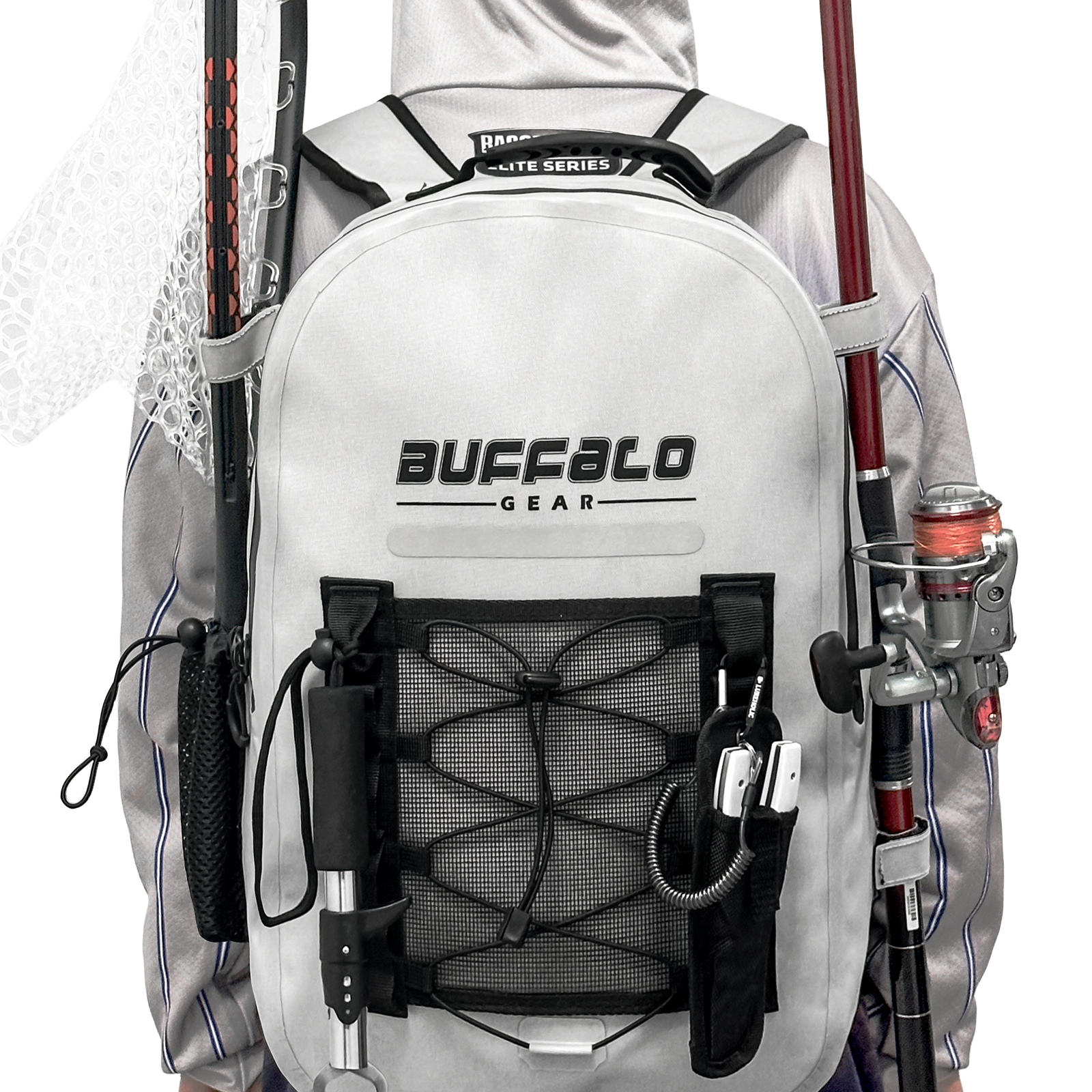 27QT Waterproof Fishing Backpack with Rod Holder