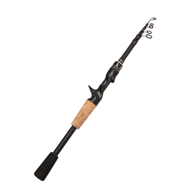 1.5 - 2.4M Telescopic Carbon Fishing Rod Rotary Baitcasting (8 - 25g) with Wooden Handle
