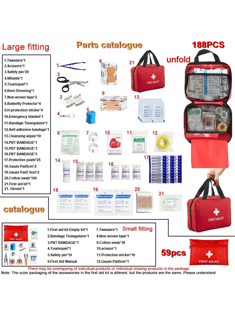 First Aid Kit 188 pcs emergency and survival essentials